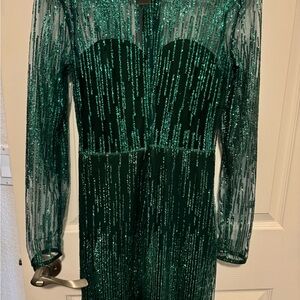 Elegant Green glittery formal Dress